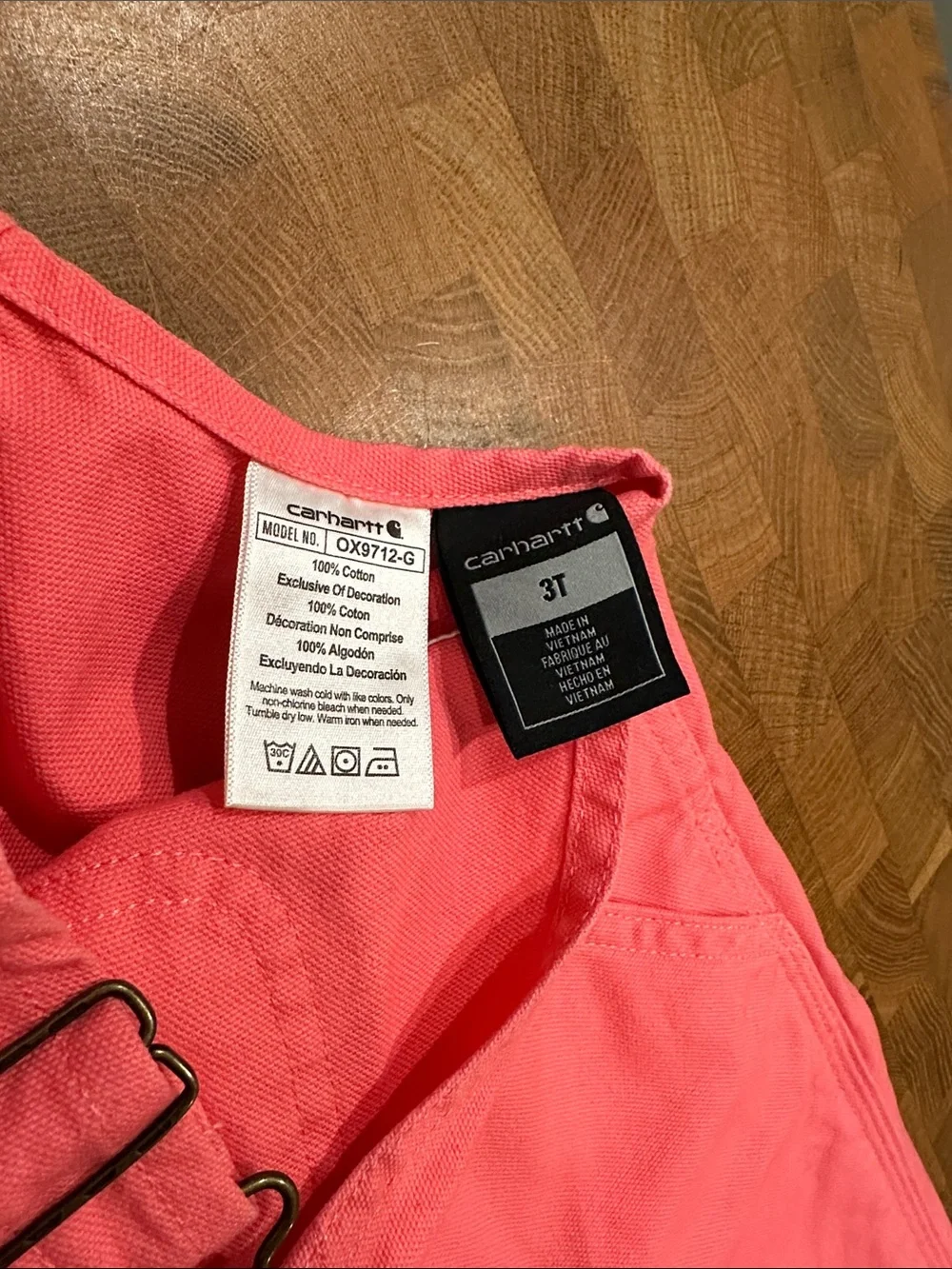 Carhartt Toddler Girls Pink Overalls 3t